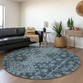 thumbnail image 1 of Addison Rugs Mayfield Washable Transitional Aztec Blue Round Rug, 8' x 8', 1 of 5