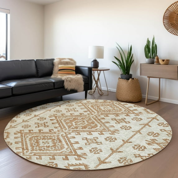 Addison Rugs Mayfield Washable Transitional Aztec Canyon Round Rug, 8' x 8'