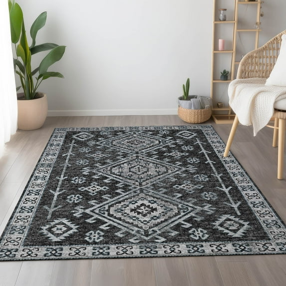 Addison Rugs Mayfield Washable Transitional Aztec Shadow Rectangle Rug, 9' x 12'