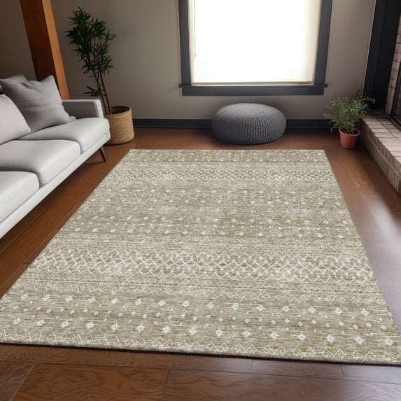 Addison Rugs Mayfield Washable Transitional Boho Taupe Rectangle Rug, 9' x 12'