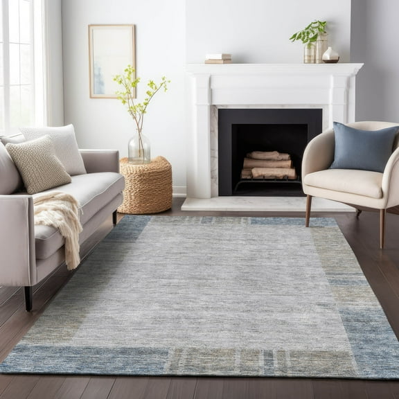 Addison Rugs Mayfield Washable Transitional Border Taupe Rectangle Rug, 10' x 14'