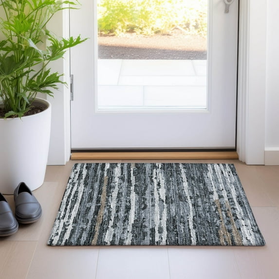 Addison Rugs Mayfield Washable Transitional Broken Stripes Shadow Rectangle Rug, 1'8" x 2'6"