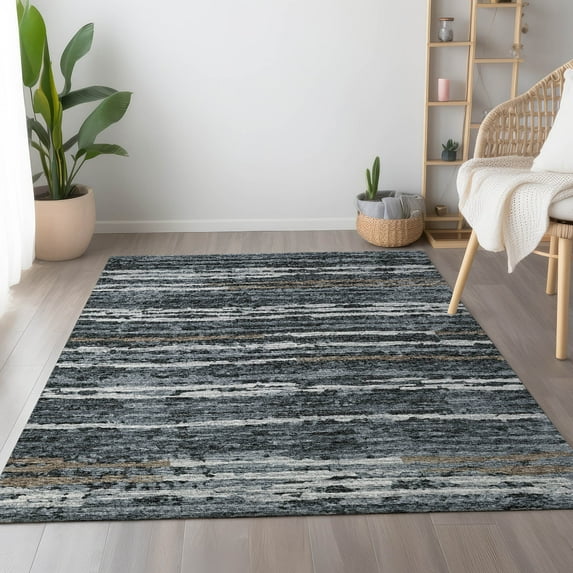 Addison Rugs Mayfield Washable Transitional Broken Stripes Shadow Rectangle Rug, 8' x 10'
