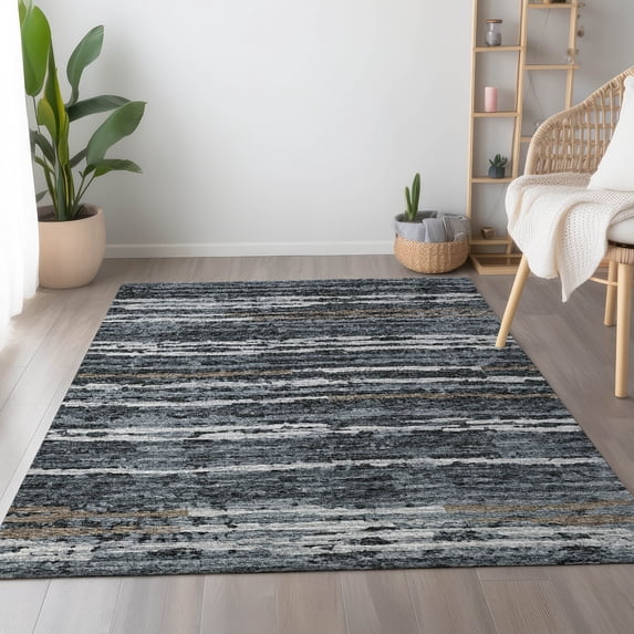 Addison Rugs Mayfield Washable Transitional Broken Stripes Shadow Rectangle Rug, 9' x 12'