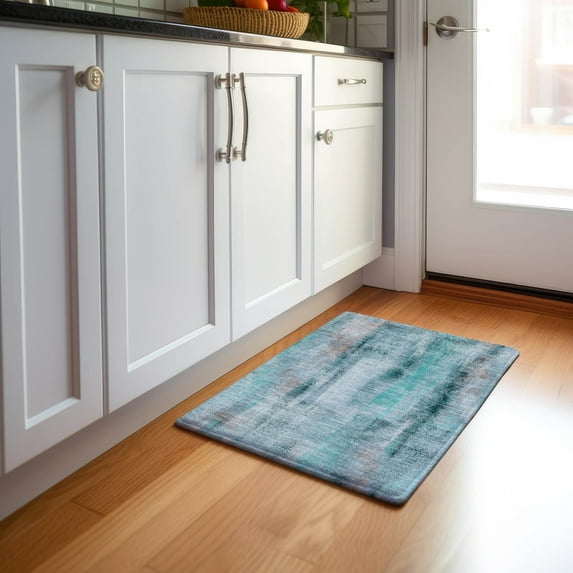 Addison Rugs Mayfield Washable Transitional Casual Teal Rectangle Rug, 1'8" x 2'6"