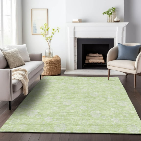 Addison Rugs Mayfield Washable Transitional Floral Aloe Rectangle Rug, 10' x 14'