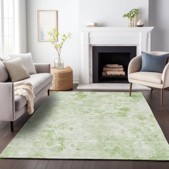 Addison Rugs Mayfield Washable Transitional Floral Aloe Rectangle Rug, 9' x 12'