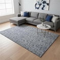 thumbnail image 1 of HomeRoots 655035 9 x 12 ft. Blue & Gray Floral Transitional Washable Machine Made Rectangle Area Rug with UV Protection, 1 of 8