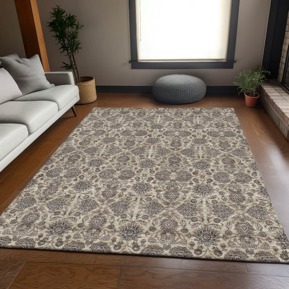 Addison Rugs Mayfield Washable Transitional Floral Ivory Rectangle Rug, 3' x 5'