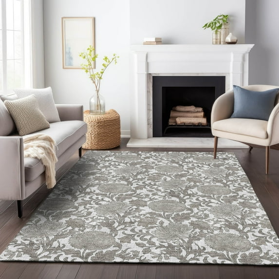 Addison Rugs Mayfield Washable Transitional Floral Ivory Rectangle Rug, 8' x 10'