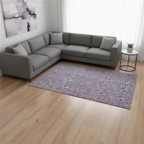 Addison Rugs Mayfield Washable Transitional Floral Purple Rectangle Rug, 10' x 14'