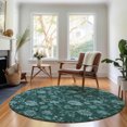 thumbnail image 1 of Addison Rugs Mayfield Washable Transitional Floral Teal Round Rug, 8' x 8', 1 of 5