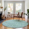 thumbnail image 1 of Addison Rugs Mayfield Washable Transitional Floral Teal Round Rug, 8' x 8', 1 of 5