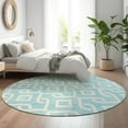 thumbnail image 1 of Addison Rugs Mayfield Washable Transitional Geometric Aqua Round Rug, 8' x 8', 1 of 5