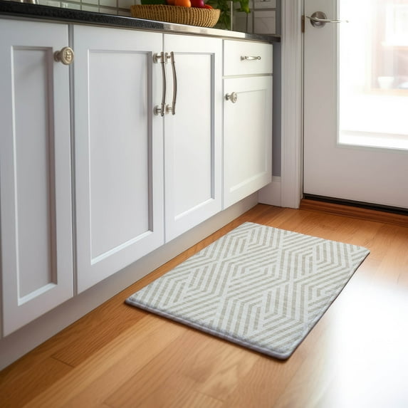 Addison Rugs Mayfield Washable Transitional Geometric Ivory Rectangle Rug, 1'8" x 2'6"
