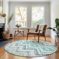thumbnail image 1 of Addison Rugs Mayfield Washable Transitional Geometric Teal Round Rug, 8' x 8', 1 of 5