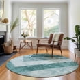thumbnail image 1 of Addison Rugs Mayfield Washable Transitional Geometric Teal Round Rug, 8' x 8', 1 of 5