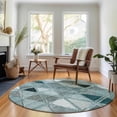thumbnail image 1 of Addison Rugs Mayfield Washable Transitional Geometric Teal Round Rug, 8' x 8', 1 of 5