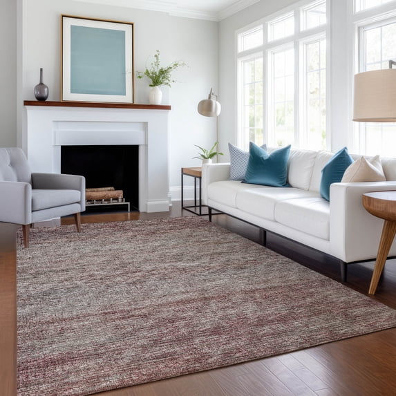 Addison Rugs Mayfield Washable Transitional Horizontal Bars Burgundy Rectangle Rug, 10' x 14'