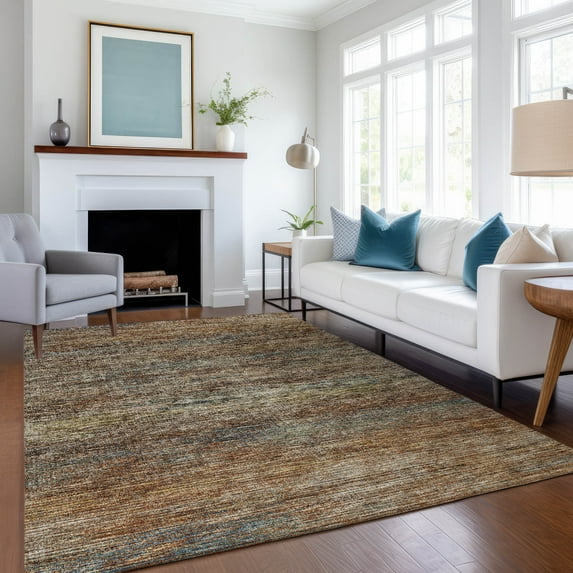 Addison Rugs Mayfield Washable Transitional Horizontal Bars Canyon Rectangle Rug, 9' x 12'