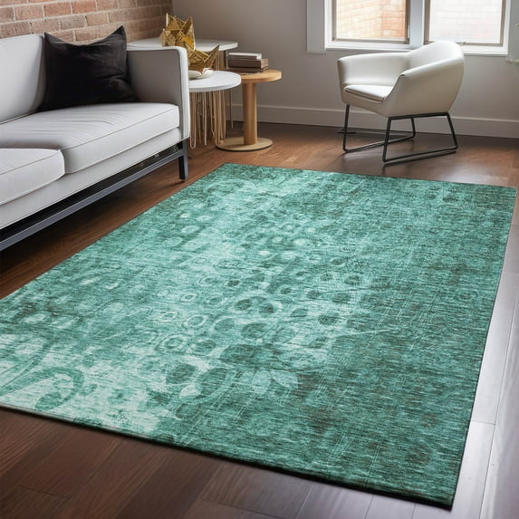 Addison Rugs Mayfield Washable Transitional Ikat Teal Rectangle Rug, 3' x 5'