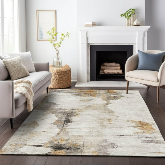 Addison Rugs Mayfield Washable Transitional Modern Beige Rectangle Rug, 10' x 14'