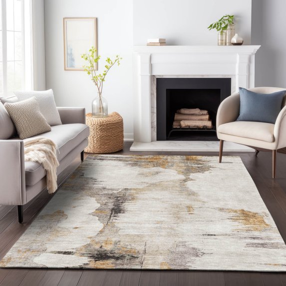 Addison Rugs Mayfield Washable Transitional Modern Beige Rectangle Rug, 8' x 10'