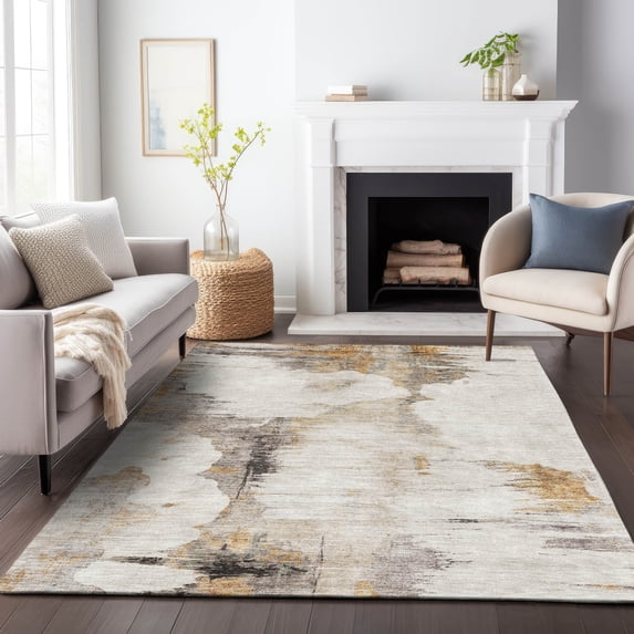 Addison Rugs Mayfield Washable Transitional Modern Beige Rectangle Rug, 9' x 12'