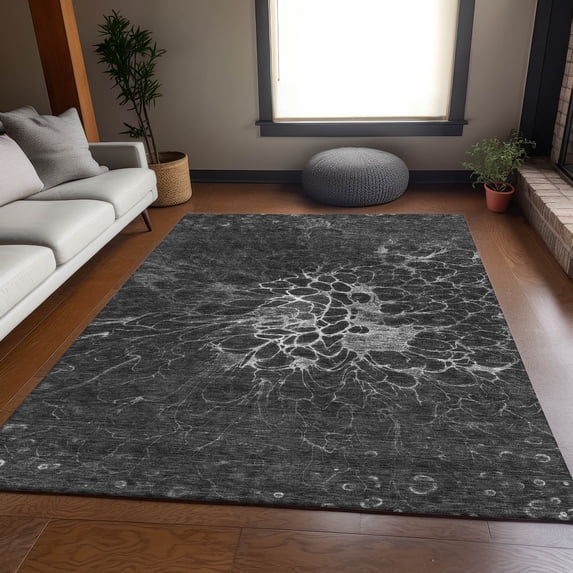 Addison Rugs Mayfield Washable Transitional Modern Charcoal Rectangle Rug, 9' x 12'