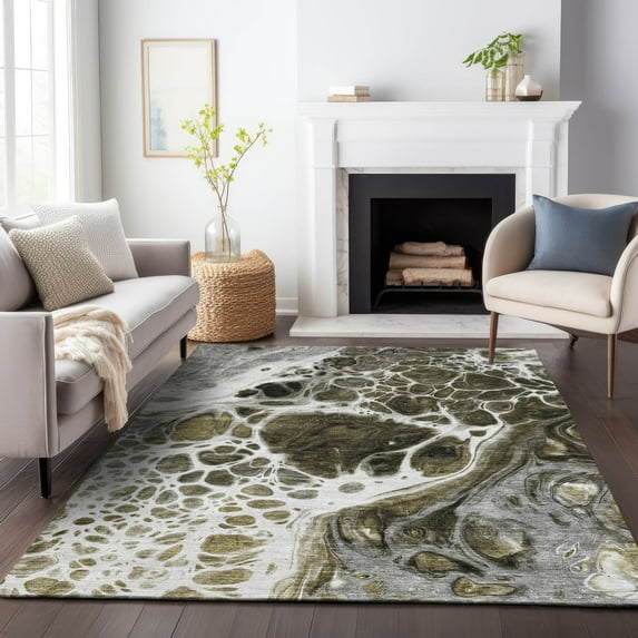 Addison Rugs Mayfield Washable Transitional Modern Chocolate Rectangle Rug, 2'6" x 3'10"