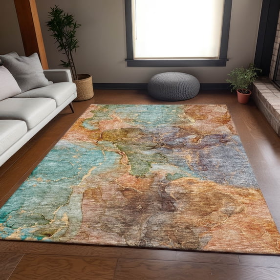 Addison Rugs Mayfield Washable Transitional Modern Coral Rectangle Rug, 9' x 12'