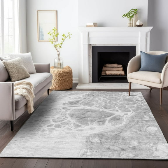 Addison Rugs Mayfield Washable Transitional Modern Gray Rectangle Rug, 3' x 5'