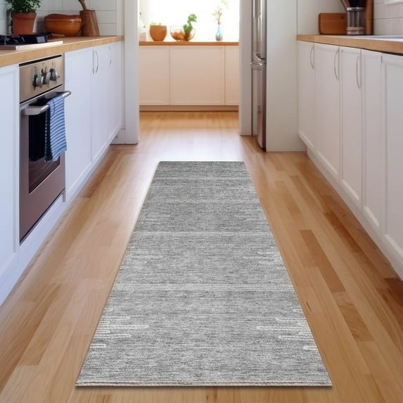 Addison Rugs Mayfield Washable Transitional Modern Gray Runner Rug, 2'3" x 7'6"
