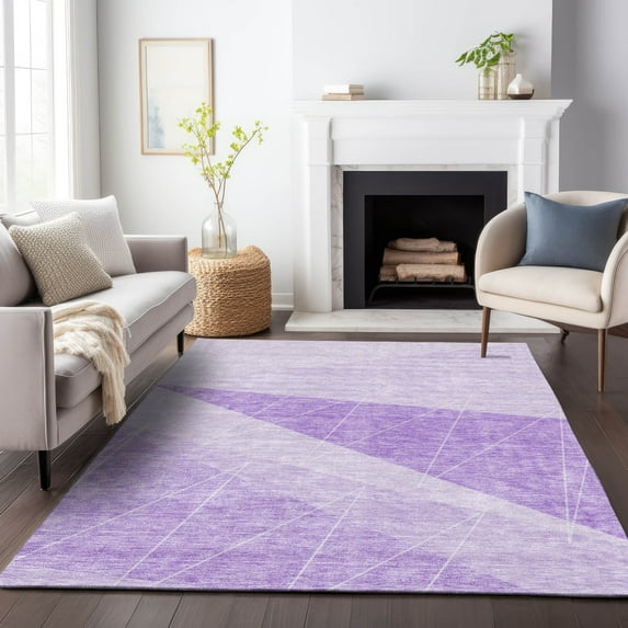 Addison Rugs Mayfield Washable Transitional Modern Lavender Rectangle Rug, 3' x 5'