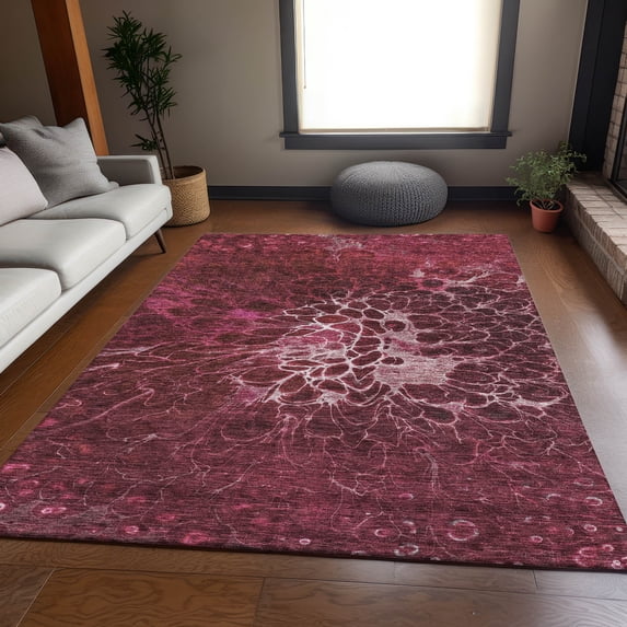 Addison Rugs Mayfield Washable Transitional Modern Merlot Rectangle Rug, 9' x 12'