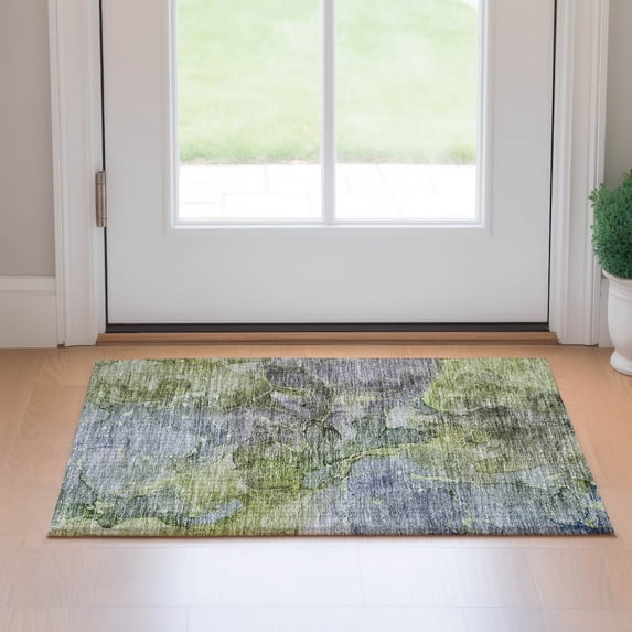 Addison Rugs Mayfield Washable Transitional Modern Olive Rectangle Rug, 1'8" x 2'6"
