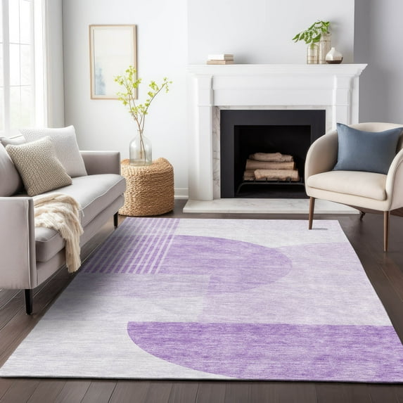Addison Rugs Mayfield Washable Transitional Modern Purple Rectangle Rug, 9' x 12'