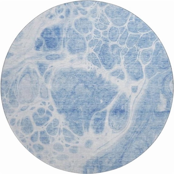 Addison Rugs Mayfield Washable Transitional Modern Sky Round Rug, 8' x 8'