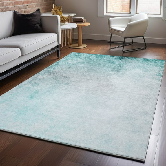 Addison Rugs Mayfield Washable Transitional Modern Teal Rectangle Rug, 9' x 12'