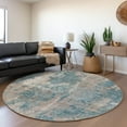 thumbnail image 1 of Addison Rugs Mayfield Washable Transitional Modern Teal Round Rug, 8' x 8', 1 of 5