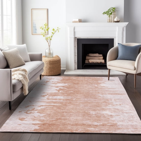 Addison Rugs Mayfield Washable Transitional Modern Terracotta Rectangle Rug, 10' x 14'