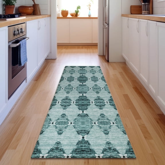 Addison Rugs Mayfield Washable Transitional Moroccan Teal Runner Rug, 2'3" x 7'6"