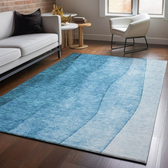 Addison Rugs Mayfield Washable Transitional Ombre Teal Rectangle Rug, 5' x 7'6"
