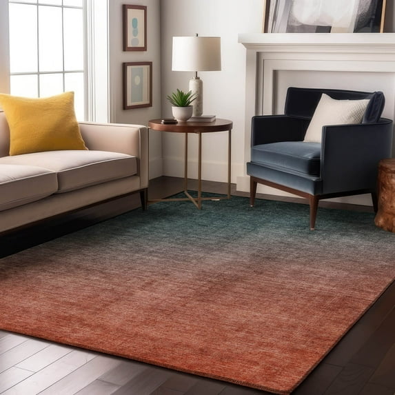 Addison Rugs Mayfield Washable Transitional Ombre Teal Rectangle Rug, 8' x 10'