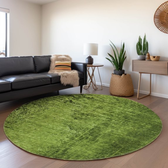 Addison Rugs Mayfield Washable Transitional Organic Green Round Rug, 8' x 8'
