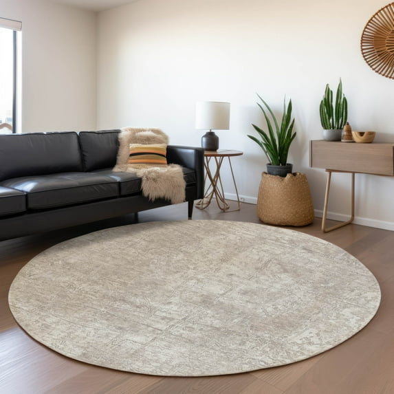 Addison Rugs Mayfield Washable Transitional Organic Ivory Round Rug, 8' x 8'