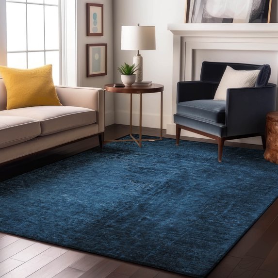 Addison Rugs Mayfield Washable Transitional Organic Navy Rectangle Rug, 10' x 14'