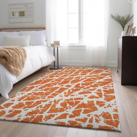 Addison Rugs Mayfield Washable Transitional Organic Orange Rectangle Rug, 9' x 12'