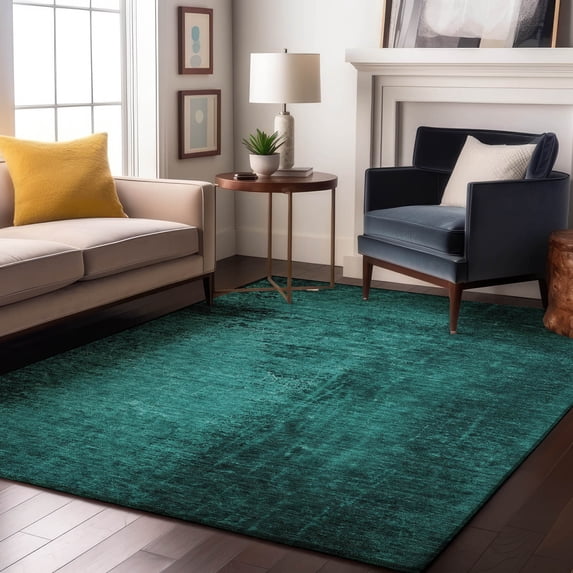 Addison Rugs Mayfield Washable Transitional Organic Teal Rectangle Rug, 10' x 14'