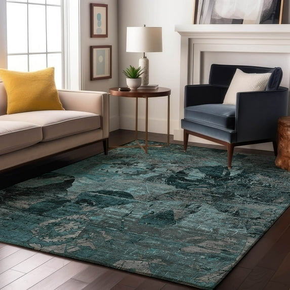 Addison Rugs Mayfield Washable Transitional Organic Teal Rectangle Rug, 3' x 5'